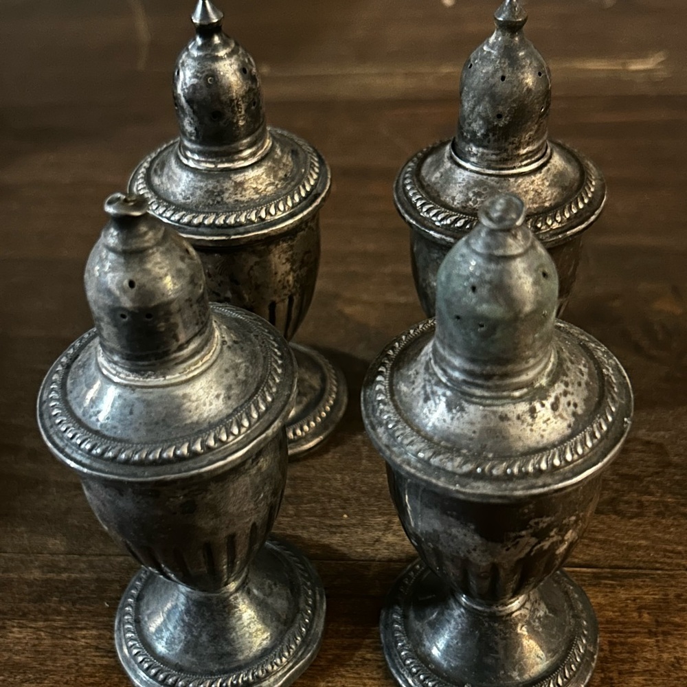 Vintage Sterling Silver Salt and Pepper Shakers Set (4)